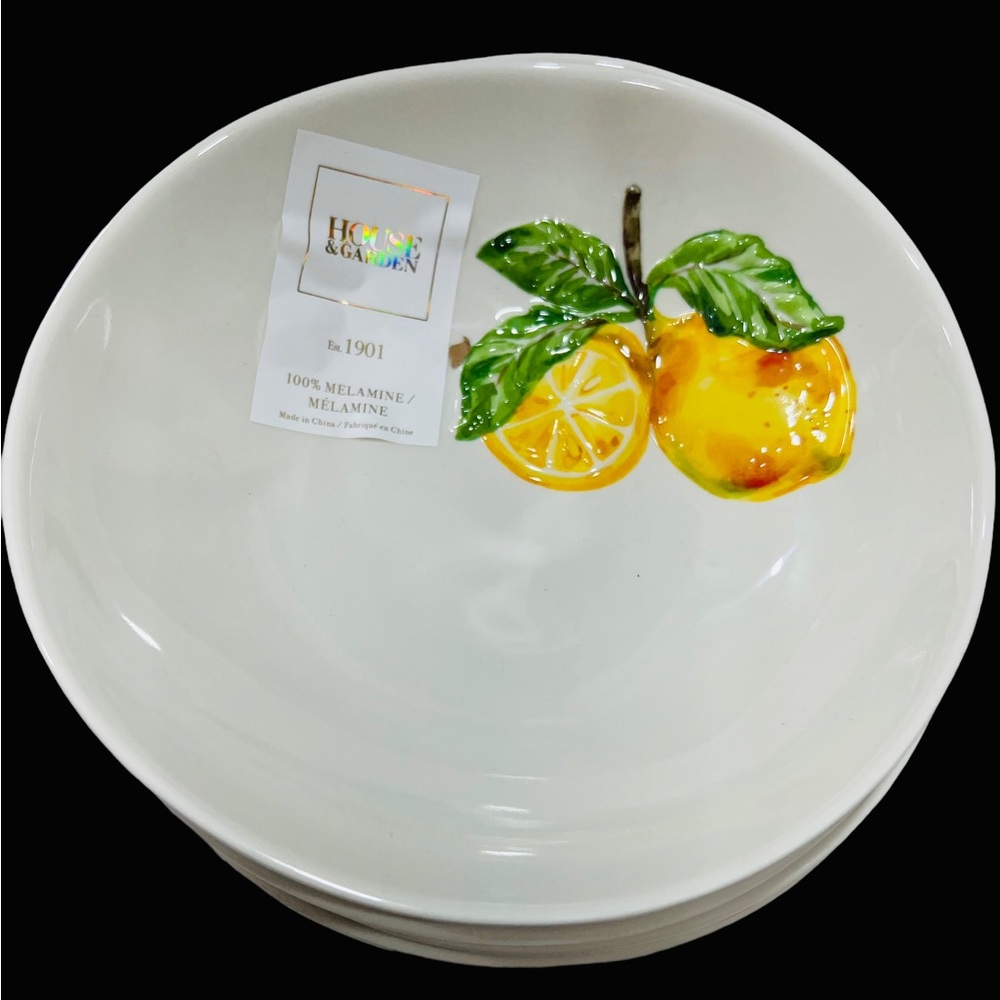 New Set of 6 House & Garden LEMON Heavy MELAMINE soup cereal Bowls